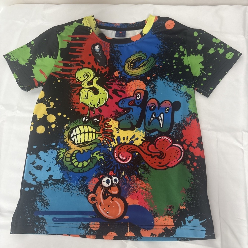 Funny Cartoon Monster Graphic Double Sided Boys Size Small Multicolor Novelty
